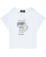 Топ с принтом "Choupette", белый Karl Lagerfeld kids