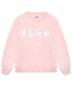 Свитшот из флиса с белым логотипом, розовый MSGM