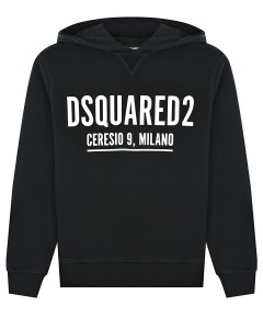 Черная толстовка-худи с белым логотипом Dsquared2 детская